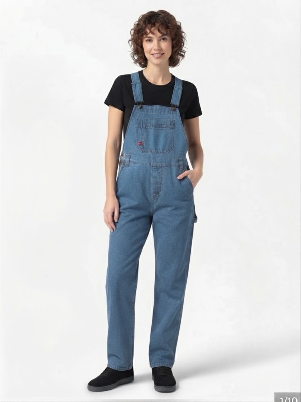 Dickies Blue Women's Denim Overalls with Front Bib Pocket